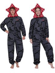 Stranger Things Hooded Pajamas Floral Print Unisex Christmas Party Sleepwear Role-playing Stage Costume Adult Size - Image 2