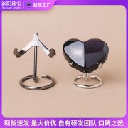 Natural Crystal Heart-Shaped Metal Stand Agate Slice Crystal Base Holder Wholesale Custom Metal Medal Badge Craft