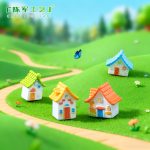 微景观创意乡村瓦片小房子 园艺造景diy装饰品配件迷你桌面小摆件