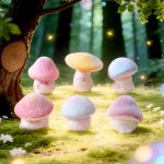 Customizable Flocking Charm Cute Soft Mushroom Baby Resin DIY Pendant Keychain Mobile Phone Chain Bag Accessory Decoration