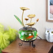 Simplified Home Water Flow Ornament Glass Fish Tank Recirculating Wealth Attracting Landscape for Living Room Office Opening Gifts - Image 2