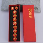 Custom Metal Medal Badge Set of 10 Service Commemorative Pins with Long Box Chairman Mao Zedong Symbol of People's Dedication