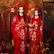 New Year Opening Ceremony Cosplay Costume Adult Stage Performance Hanfu Round Neck Robe Men Women Full Set Delivery - Image 3