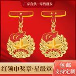 Red Scarf Award Star Foundation Stamp Custom Metal Medal Badge Individual Team Two-Star Badge Scout Troop Emblem Award