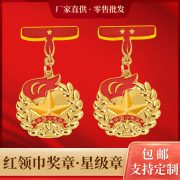 Red Scarf Award Star Foundation Stamp Custom Metal Medal Badge Individual Team Two-Star Badge Scout Troop Emblem Award