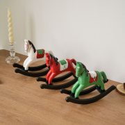 Creative Wooden Red rocking horse Decorative Ornament Simple Home Decoration Ideal Gift for Moving New House or Business Opening - Image 2