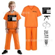 Adult Halloween Party Cosplay Prisoner Costume Orange Inmate Outfit With Accessories Stage Performance Apparel - Image 5