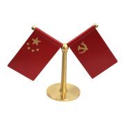 Factory Direct Sale Office Meeting Room Table Decoration Y-Shaped Flag Car Mounted Small Red Copper Flag Pole Wholesale - Image 5