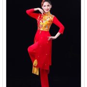 Classical Dance Performance Outfit Adult Male Drumming Costume Female Yangge Waist Drumming Team Opening Red Dancewear - Image 4