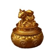 马年吉祥物马背元宝摆件聚宝盆可转转家居摆件招财进宝合金工艺品 - Image 5