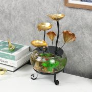 Simplified Modern Wealth Attracting Fish Tank Water Flowing Fountain Ornament for Home Living Room Office Decorative Craft - Image 2