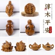 天然雷击枣木雕刻招财进宝随身手把件复古国风茶宠桌面小摆件饰品