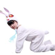 Children's White Rabbit Performance Costume Warm Long Sleeve Animal Show Outfit for Toddler Dance Performances - Image 5