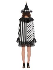 Adult Black White Witch Clown Shawl Halloween Stage Performance Party Cloak Cosplay Masquerade Gown - Image 4