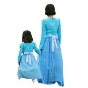 Family Outdoor Activity Outfit Light Blue Long Sleeve Polka Dot Long Skirt Adult Stage Performance Costume Country Farm Picnic Experience - Image 5
