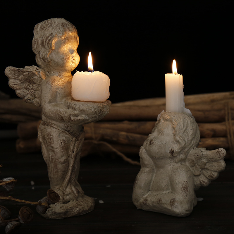 O1CN01aRI3aM1md3UY65XNk_2211133194976-0-cib.jpg Nordic Retro Cupid Angel Candlestick Customizable Decorative Resin Ornament for Garden Courtyard Artistic Decor Gifts - Image 1