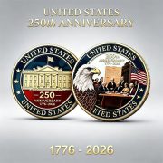 USA 250th Anniversary Commemorative Coin 1776-2026 Double-Sided Color Printed Commemorative Seal White Eagle White House Collection
