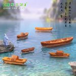 Customizable Decorative Micro Landscape Chinese Style Pavilion Bamboo Raft Small Boat Aquarium Decoration Eco-Friendly Bottle Display