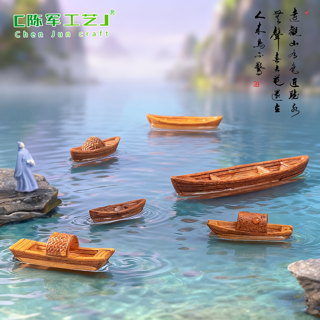 O1CN01azzLko1cadgB8VrRD_1031983617-0-cib.jpg Customizable Decorative Micro Landscape Chinese Style Pavilion Bamboo Raft Small Boat Aquarium Decoration Eco-Friendly Bottle Display - Image 1