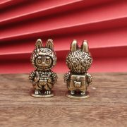 Custom Metal Miniature Figurine Bronze Labubu Retro Desktop Tea Pet Handmade Artwork Craft Decoration Small Tabletop Ornament - Image 4