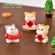 新年喜庆猫发财树摆件微景观 盆景桌面装饰 水晶球配件树脂工艺品 - Image 5