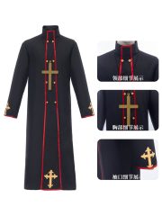 Halloween Cosplay Horror Wizard Black Robe Medieval Priest Adult Stage Performance Costume for Unique Thrilling Look