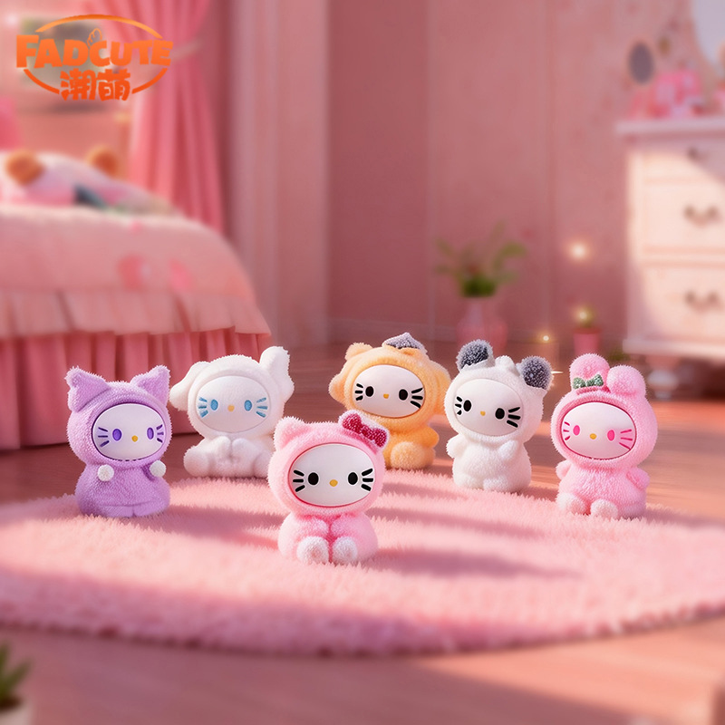 O1CN01bKdhPb1PHmN3dM7d6_2216973141816-0-cib.jpg New Cute Cartoon Flocking Resin Miniature Figurine Customizable Decorative Ornament Trendy Creative Cultural DIY Accessory - Image 1
