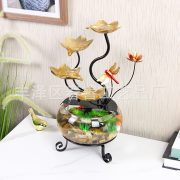 Minimalist Desktop Small Glass Aquarium Waterfall Ornament for Wealth Attracting Suitable for Living Room Office Coffee Table - Image 3