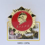 Red Metal Badge Custom Memorial Lapel Pin Chairman Mao Zedong Emblem Diamond Shape 3.5cm diameter Collectible Gift - Image 2