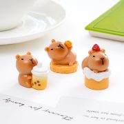 Adorable DIY Customizable Capybara Porcupine Cake Milk Tea Themed Decorative Resin Ornament for Desktop Decoration - Image 4