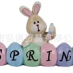 Customizable Easter Themed Rabbit Egg Decorative Resin Ornament for Home Decoration Party Accessories Cross-Border New Model