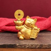 Attracting Wealth Cat Figurine Custom Metal Badge Rotatable Home Decor Lucky Charm Money Symbol Desktop Ornaments Wholesale Dropshipping