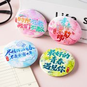 Creative Student Greeting Text Badge High Aesthetic Value 58mm Tinplate Badge Wholesale Custom Metal Medal Badge - Image 3