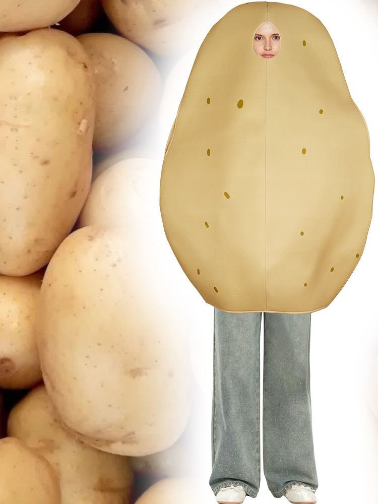 O1CN01cNaYFx262giGpialC_2214729307604-0-cib.jpg Adult Potato Sponge Suit Cosplay Costume for School Events Parties Performances Halloween In Stock Stage Performance Costume - Image 1