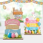 Colorful Rabbit Desktop Decoration Easter Wooden Ornaments Indoor Decorative American Vintage Style Craftwork