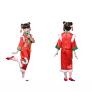 New Children's Festival Yangge Costume Red Performance Dancewear Traditional Chinese Ethnic Tang Suit Adult Stage Performance - Image 5