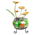 Simplified Home Water Flow Ornament Glass Fish Tank Recirculating Wealth Attracting Landscape for Living Room Office Opening Gifts