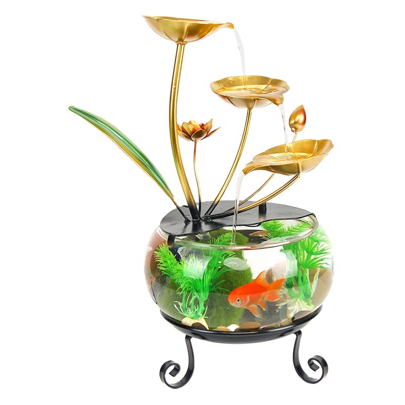 O1CN01d0knQp1Bs2wGnNo0L_0-0-cib.jpg Simplified Home Water Flow Ornament Glass Fish Tank Recirculating Wealth Attracting Landscape for Living Room Office Opening Gifts - Image 1