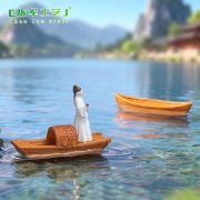Customizable Decorative Micro Landscape Chinese Style Pavilion Bamboo Raft Small Boat Aquarium Decoration Eco-Friendly Bottle Display - Image 4