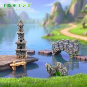 Creative Miniature Landscape Simulated Stone Tower Pavilion Gardening Bonsai DIY Decoration Accessories Eco-Friendly Bottle Small Display Resin Crafts - Image 3
