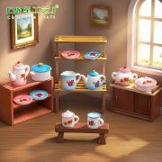 Creative Retro Print Ceramic Tea Cup and Pot for Miniature Scene DIY Decorative Ornaments Customizable Dollhouse Accessories - Image 3