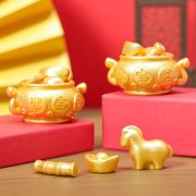 招财进宝聚宝盆摆件 马年金色元宝树脂小摆件 微景观 DIY 配件新 - Image 4