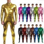 Men's Bright Leather Glued Tight-Fitting Costume Headless Full-Body Superzentai Stage Performance Outfit for Adults