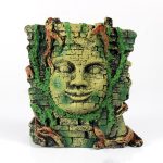 Customizable Decorative Resin Craftwork Antique Roman Column Statue Vintage Roman Face Design Aquarium Decor Ornament
