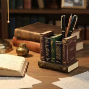 Retro Style Resin Decorative Ornament Customizable Bookends Home Living Room Desktop Storage Multi-Function Creative Pen Holder - Image 4