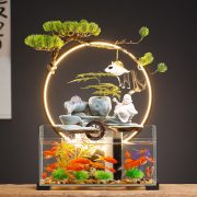 Flowing Water Fountain Ornament Eco-Friendly Glass Goldfish Tank Rectangular Home Decor Ideal for Living Room Desktop TV Cabinet - Image 3