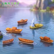 Customizable Decorative Micro Landscape Chinese Style Pavilion Bamboo Raft Small Boat Aquarium Decoration Eco-Friendly Bottle Display - Image 2
