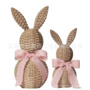 Creative Easter Decorative Rabbit Ornament Customizable Wickerwork Style Home Desktop Decoration Festival Atmosphere Gift - Image 4
