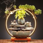 Creative Ceramic Flowing Water Fountain Ornament for Living Room Office Desktop Ideal Housewarming Business Opening Gift