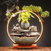 Creative Ceramic Flowing Water Fountain Ornament for Living Room Office Desktop Ideal Housewarming Business Opening Gift